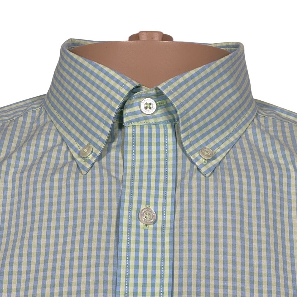 Southern Tide Mens Classic Fit Gingham Button Down Shirt Green Blue Size Medium - Picture 5 of 12